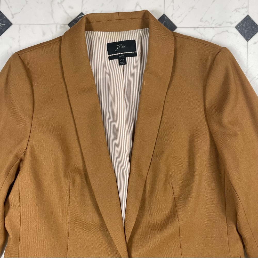 J.Crew Parke Blazer in Italian Stretch Wool Blend Women Sz 10 Tall Tan - Picture 3 of 10